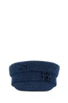 Ruslan Baginskiy Flat Top Short Brim Denim Baker Boy Hat In Blue