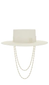 RUSLAN BAGINSKIY DOUBLE CHAIN STRAP BOATER HAT