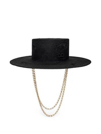 Ruslan Baginskiy Double-chain-strap Canotier Hat In White