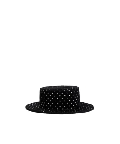 Ruslan Baginskiy Embellished Felt Canotier Hat In Black
