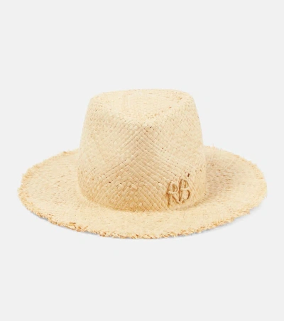 Ruslan Baginskiy Embellished Straw Fedora In Beige