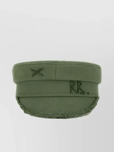 Ruslan Baginskiy Embroidered Baker Boy Hat With Frayed Edge In Military Green