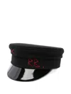 Ruslan Baginskiy Logo Embroidered Newsboy Hat In Black