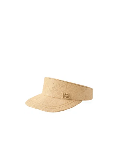 Ruslan Baginskiy Embroidered Straw Visor In Brown