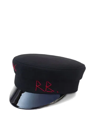 Ruslan Baginskiy Embroidery Baker Boy Cap In Black