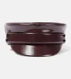 Ruslan Baginskiy Faux Leather Newsboy Cap In Braun
