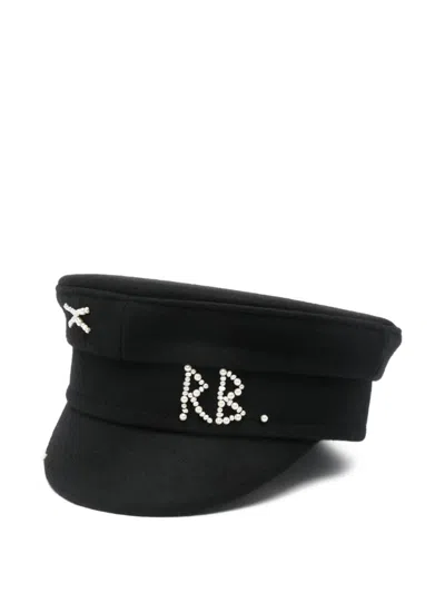 RUSLAN BAGINSKIY FAUX PEARL-EMBELLISHED BAKER BOY CAP