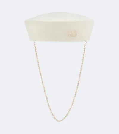 Ruslan Baginskiy Faux-pearl Straw Hat In Natural Straw