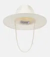 RUSLAN BAGINSKIY FAUX PEARL-EMBELLISHED STRAW FEDORA