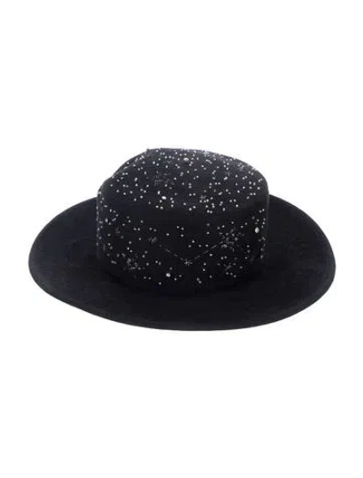 Pre-owned Ruslan Baginskiy Felt Embellished Top Hat In Black