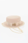 Ruslan Baginskiy Felt Porkpie Hat With Jeweled Detail In Neutral