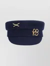 Ruslan Baginskiy Flat Top Hat Featuring Short Brim And Gold-tone Embellishments In Blue