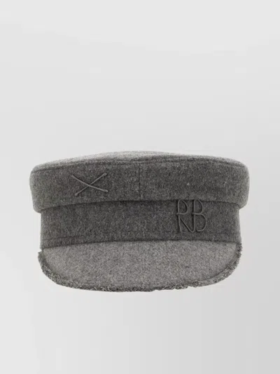 RUSLAN BAGINSKIY FLAT TOP SHORT BRIM TEXTURED FABRIC HAT