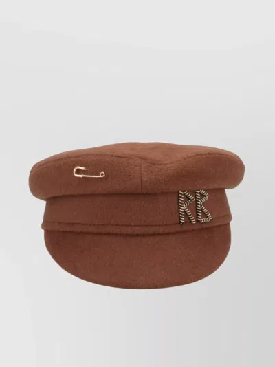 Ruslan Baginskiy Flat Top Soft Texture Safety Pin Detail In Brown