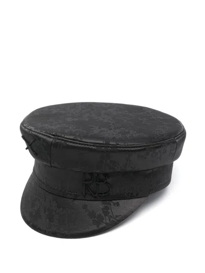 Ruslan Baginskiy Floral-jacquard Baker Boy Cap In Black
