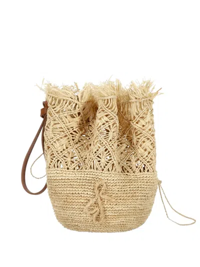 Ruslan Baginskiy Fringed Woven Bucket Bag In Neutral