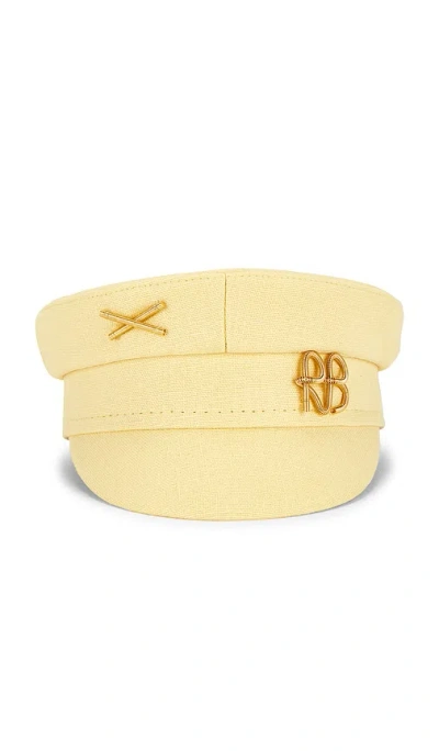 Ruslan Baginskiy Gold-tone Logo-plaque Baker Boy Cap In Yellow