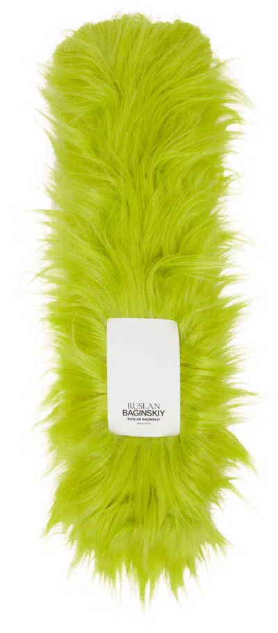Ruslan Baginskiy Green Faux-fur Logo-patch Scarf