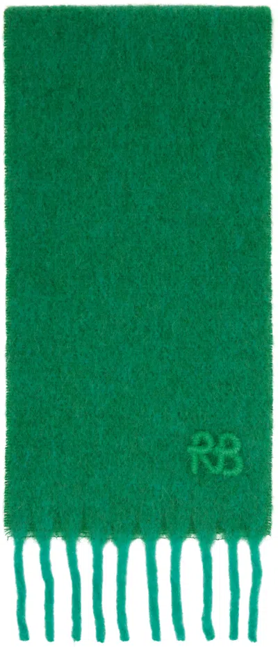 Ruslan Baginskiy Green Fringed Alpaca-blend Mid Scarf