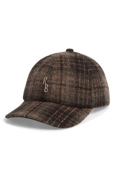 Ruslan Baginskiy Hand Embroidered Check Wool Adjustable Baseball Cap In Brown