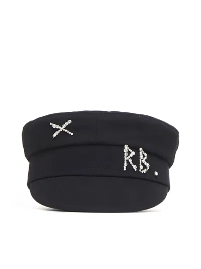 Ruslan Baginskiy Black Crystal-embellished Cotton Baker Boy Cap In Blue