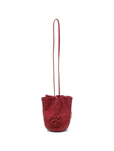 Ruslan Baginskiy Hatbag Raffia Bucket Bag In Red