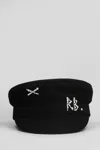 Ruslan Baginskiy Black Crystal-embellished Cotton Baker Boy Cap In Blue