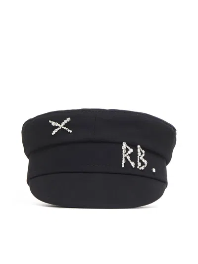 Ruslan Baginskiy Black Crystal-embellished Cotton Baker Boy Cap In Blue