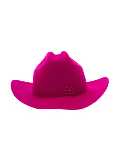 Ruslan Baginskiy Fuchsia Fedora Hat With Tonal Logo Embroidery In Wool In Purple