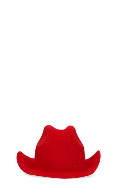 Ruslan Baginskiy Wide-brimmed Red Hat With Wavy Brim Design