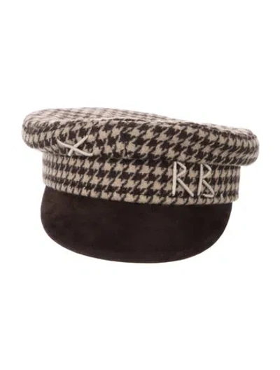 Pre-owned Ruslan Baginskiy Houndstooth Pattern Print Baker Boy Hat In Brown