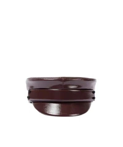 Ruslan Baginskiy Imitation Leather Newsboy Cap In Brown