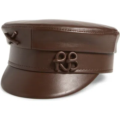 Ruslan Baginskiy Leather Baker Boy Cap In Brown