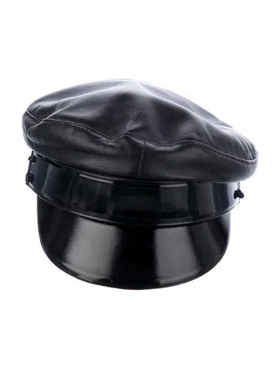 Pre-owned Ruslan Baginskiy Leather Bakers Hat In Black