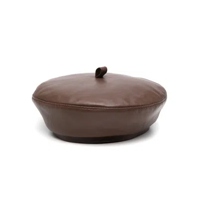 Ruslan Baginskiy Leather Beret In Brown