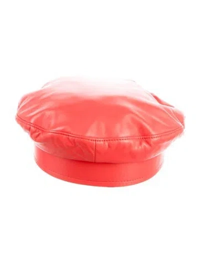 Pre-owned Ruslan Baginskiy Leather Beret Hat In Red