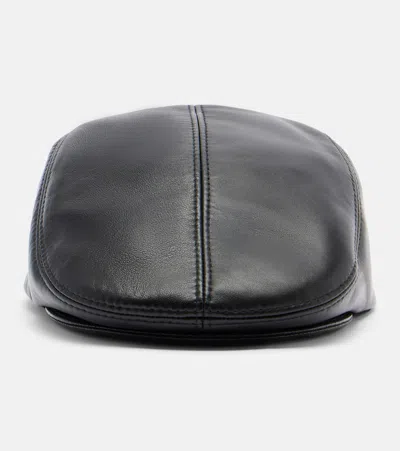 Ruslan Baginskiy Leather Newsboy Cap In Black