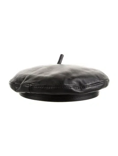 Pre-owned Ruslan Baginskiy Leather Newsboy Hat In Black