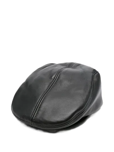 Ruslan Baginskiy Leather Panelled Beret In Black