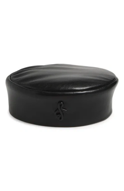Ruslan Baginskiy Leather Pillbox Hat In Black