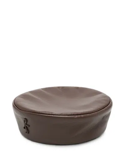 Ruslan Baginskiy Leather Pillbox Hat In Brown