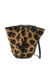 Ruslan Baginskiy Leopard-print Ruffled Bucket Bag In Brown