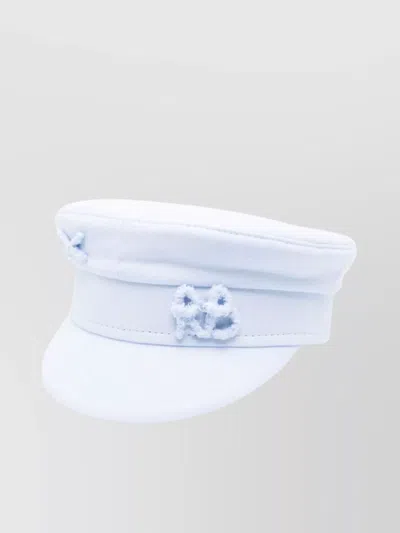 Ruslan Baginskiy Linen Baker Boy Cap With Curved Peak In Clear Blue