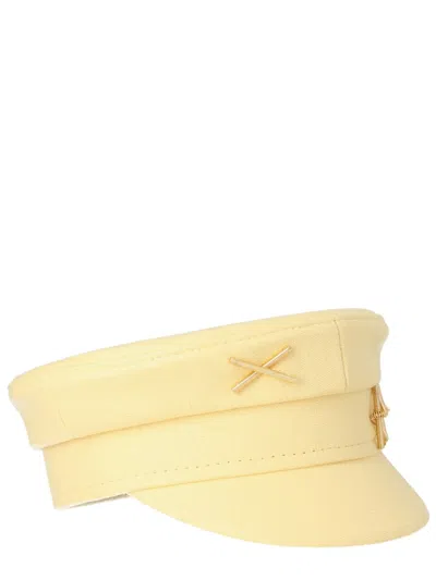 Ruslan Baginskiy Linen Canvas Newsboy Hat In Yellow
