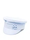Ruslan Baginskiy Monogram Linen Baker Boy Hat In Blue