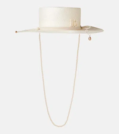 Ruslan Baginskiy Logo Embellished Straw Hat