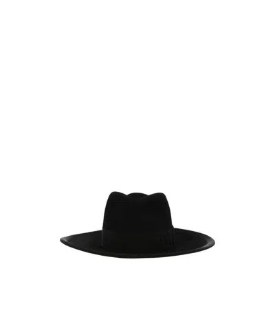 Ruslan Baginskiy Black Fedora Hat With Rb Embroidery