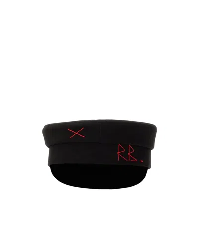 Ruslan Baginskiy Logo Embroidered Newsboy Hat In Black