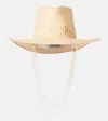Ruslan Baginskiy Logo Faux Pearl-embellished Straw Fedora