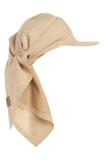 Ruslan Baginskiy Logo Patch Linen & Wool Blend Scarf Cap In Brown